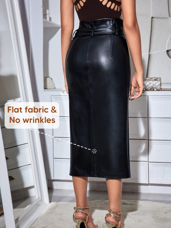 Women's Slit Spring/Summer Casual Commute Office Fashion Skirt with Zipper and Belt - Image 2