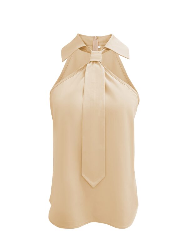 Women'S Sexy Off-Shoulder Summer Blouse - Slim Fit, Beige, Hollow Detail, Tie-Front Design, Lightweight Polyester, Perfect for Casual or Stylish Outfits - Image 27