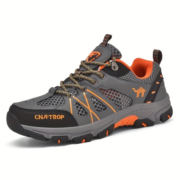 CANEMON Men's Low-Top Hiking Shoes - Breathable Mesh, Anti-Slip TPR Sole, Odor-Resistant & Durable - All-Season Outdoor & Casual Sport Shoes with Striped Design (Green/Yellow), Adventure Footwear | Sporty Hiking Shoes | Durable Hiking Shoes - Image 7