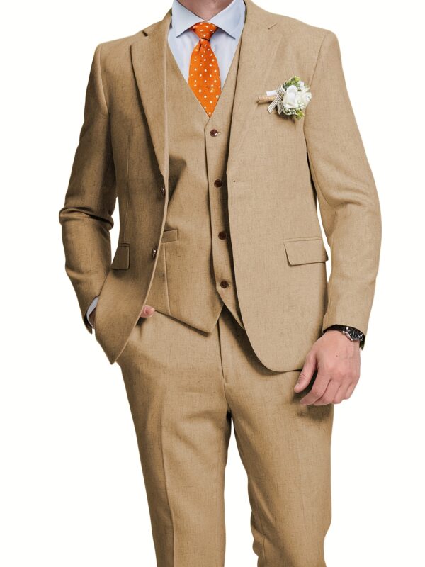 Men'S Cotton And Linen Three-Piece Suit, Two Buttons, Shengxin Fabric, Wash Label, 55% Linen, 45% Cotton - Image 4