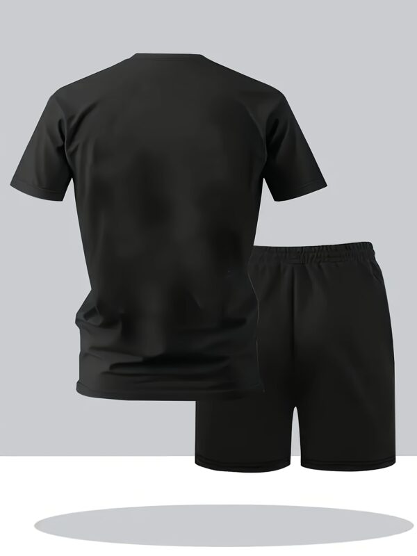 Men'S Summer 2pcs Set, Short Sleeve Crew Neck T-Shirt and Elastic Waist Shorts, Suitable for Casual Daily Wear - Image 4