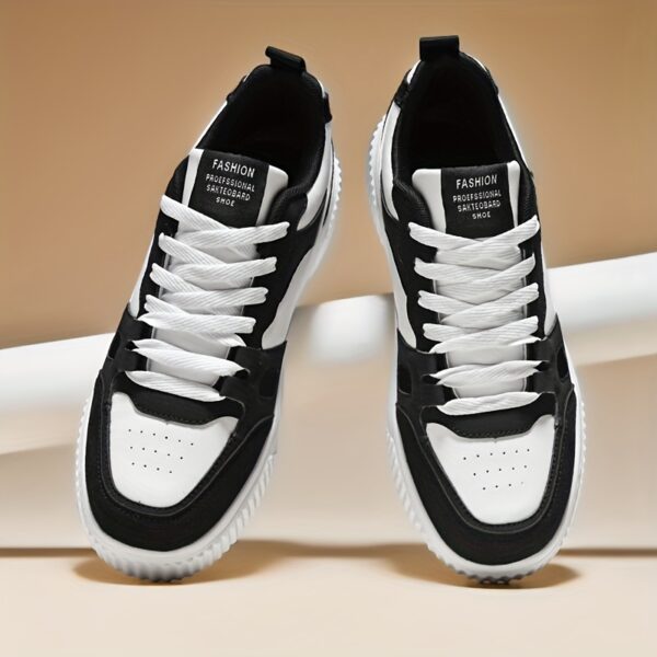Men's Trendy Solid/Colour Block Skate Shoes, Comfy Non Slip Casual Lace Up Sneakers For Men's Outdoor Activities - Image 4