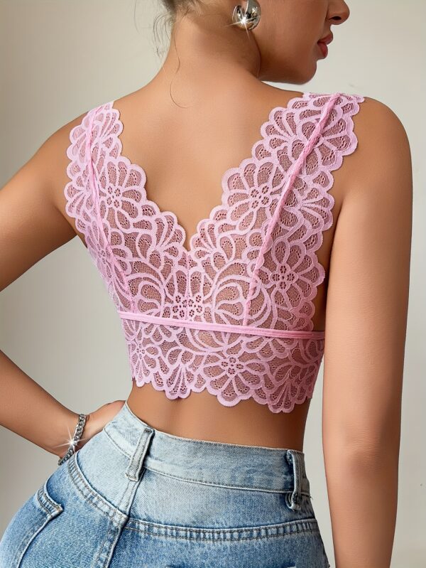 Elegant White Floral Lace Bralette for Women - Backless, No-Pad, Medium Support, Spring/Summer Collection, 4 Colors Available, Backless Bralette|Floral Lace Design|Wireless Bralette - Image 8