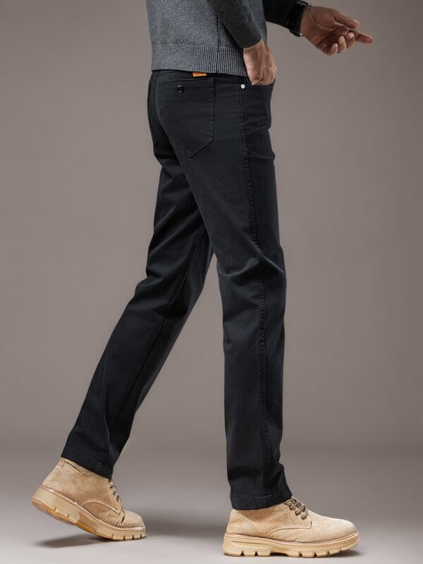 Men'S Classic Mid-Waist Casual Pants - 100% Woven Fabric with Slight Stretch, Solid Color, Button Fly, Regular Fit for Spring/Fall - Comfortable for Work, Weekend, and Business Occasions - Image 9