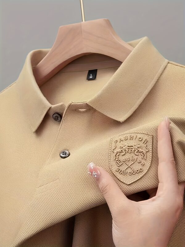 Men'S Business Polo Shirt, Casual Style, Embroidered, Slight Stretch Fabric, Regular Fit, All-Season Wear, Golf Jersey, T-Shir