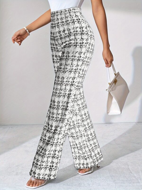 Women'S Black and White Tweed Straight Leg Pants - High-Waisted, Casual Style, Perfect for Spring/Summer/Fall, Versatile for Work & Leisure, Versatile Clothing | Casual Chic | Tight Fitting Pants - Image 11
