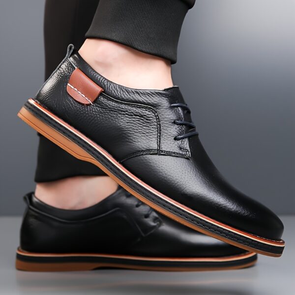 Men'S Genuine Cow Faux Leather Dress Shoes - Sleek Lace-Up Business Casual Footwear with Non-Slip Rubber Sole, Available in Navy Blue, Black, Olive Green, and Brown, All-Season Comfort, Faux Leather Lining, Perfect for Work, Parties, and Casual Attire, Versatile Dress Shoes | Sleek Shoe Design | Shoes - Image 10