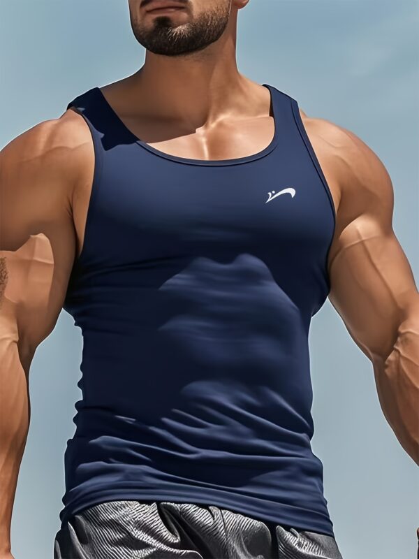 Villa Le Shui OBM Guiren Bird Summer Sleeveless Men'S Vest, Solid Color Round Neck Tank Top, Casual Sports Undershirt for Workouts. - Image 5