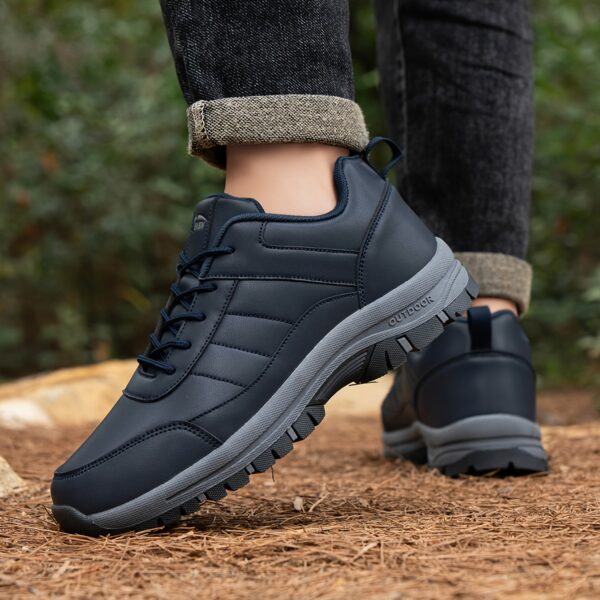 Men's Low-Top All-Season Hiking Sneakers, Black with Gray Accents, Non-Slip Durable Outdoor Sneakers for Men, Lightweight & Breathable for Hiking, Camping, and Casual Wear - Image 6
