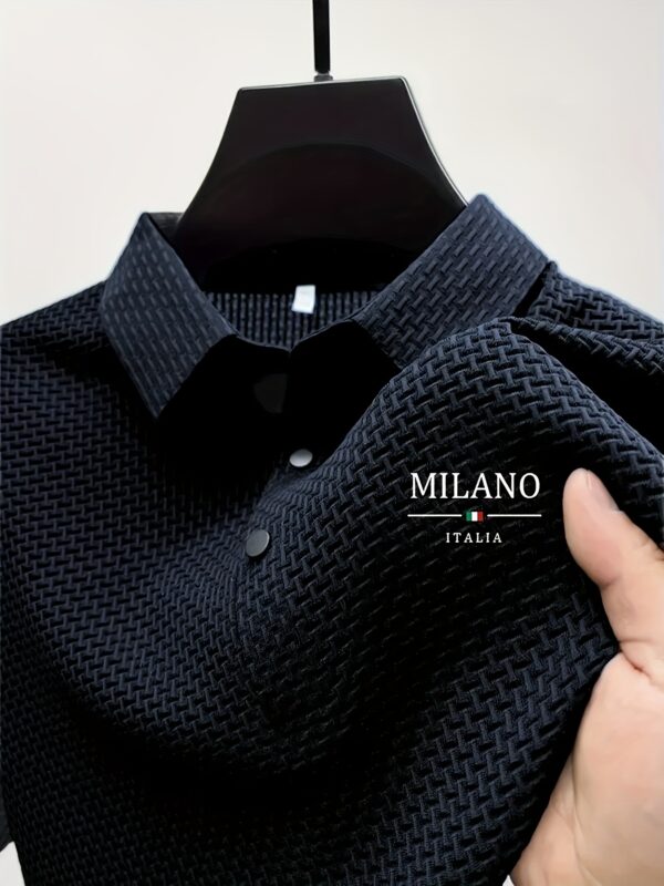 Elson OBM MILIANO Milan Premium Solid Color Business Lapel Breathable Ice Sliky Fiber Fabric Short Sleeve Shirt for Men - Image 7