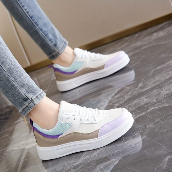 Stylish Women's Low-Top Sneakers - Lightweight Casual Shoes with Pastel Pink & Light Blue Accents, Synthetic Cover Upper, Breathable Mesh Lining, EVA Sole for Comfort, Perfect for Casual Attire & Travel - Image 19