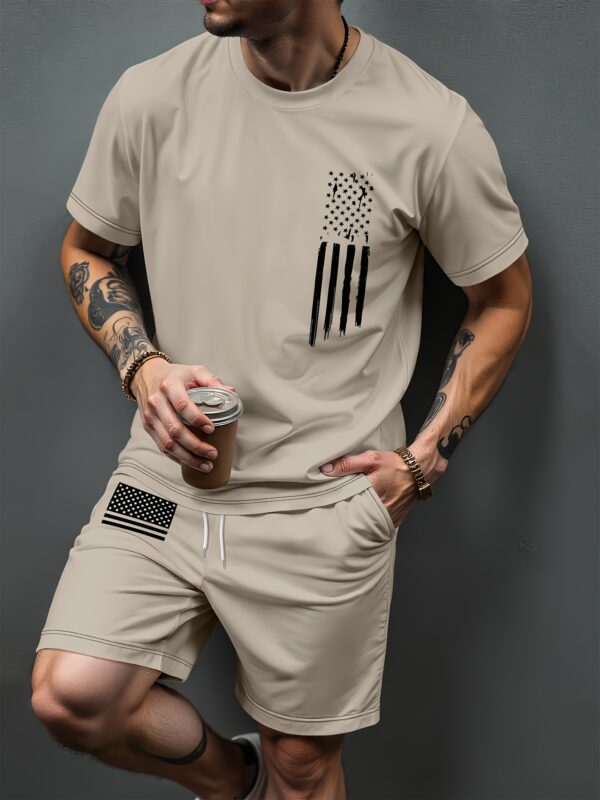 Men's Casual Pajama Set, Two-Piece Combination with 3D Print Pattern, Fashionable Home Wear