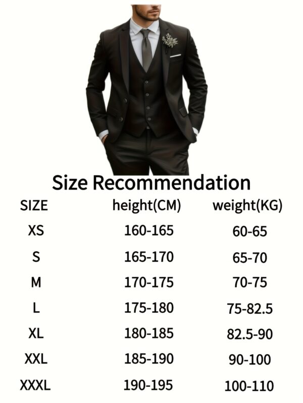 Men's Three-Piece Suit Set with Trousers and Vest, Suitable for Weddings and Important Occasions - Image 6