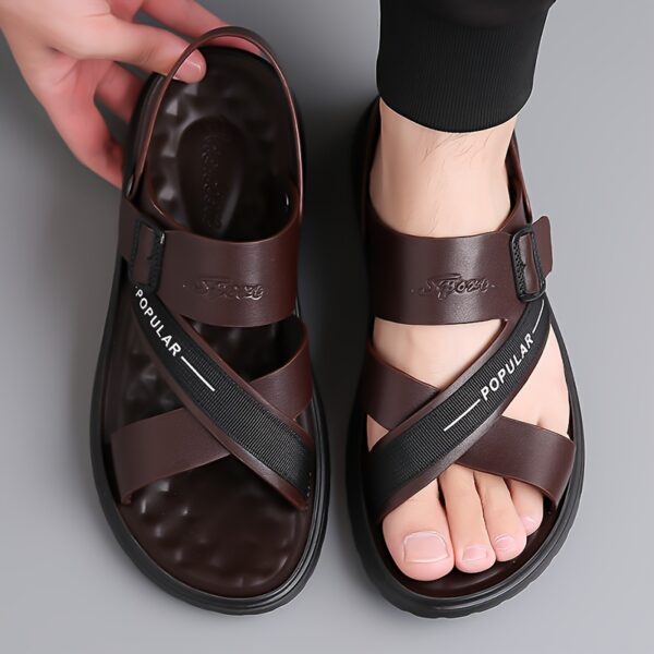Men's Big & Tall Outdoor Sandals - Slip-Resistant Soft Sole, Breathable Adjustable Straps for Beach, Driving & Casual Summer Wear - Lightweight Comfortable Low-Top Design, Beach Footwear, Sleek Shoe Design, Secure Strap Footwear - Image 6