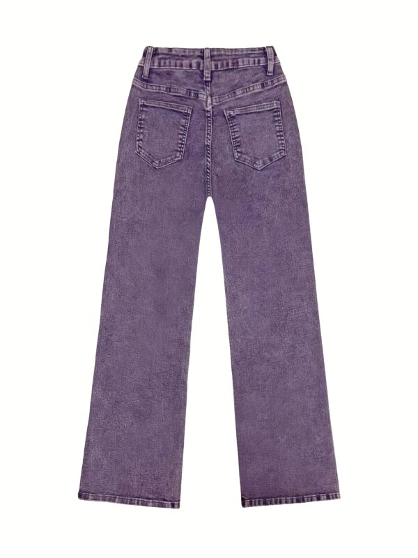 Women'S Stretchy Purple Denim Jeans - Elegant Straight-Leg Casual Pants with Pockets, Comfortable All-Season Wear for Work, Dates, Shopping, Camping & Casual Attire, Versatile Fashion, Medium Elasticity - Image 21