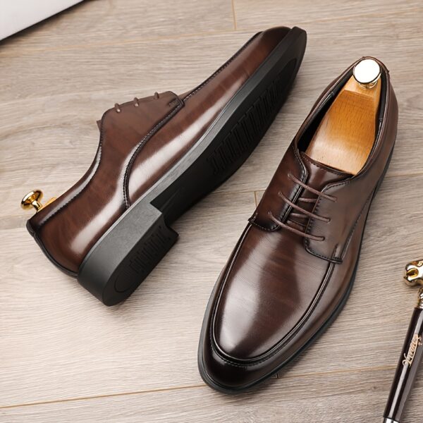 Business Formal Classic English Style Oxford Shoes, Pointed Brown Lace-up Derby Shoes, Suitable for Weddings, Parties or Black Tie Occasions 23678 - Image 3