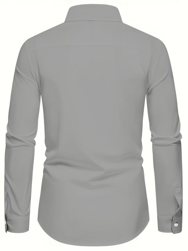 Men'S Slimming Line Long Sleeve Shirt - Stylish Solid Color with Contrast Binding, Three-Dimensional Design, Perfect for Casual Attire in Spring, Summer, and Autumn, Business Casual Shirt | Modern Casual Shirt | Durable Fabri - Image 6