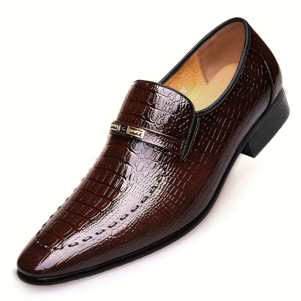 Men'S Genuine Slip-On Loafers - Comfortable Pointed Toe Dress Shoes with Breathable Insole & Durable Rubber Sole, Brown Faux for Business, Office, Formal Events, Formal Footwear, Classic Style, Polished Finish - Image 5