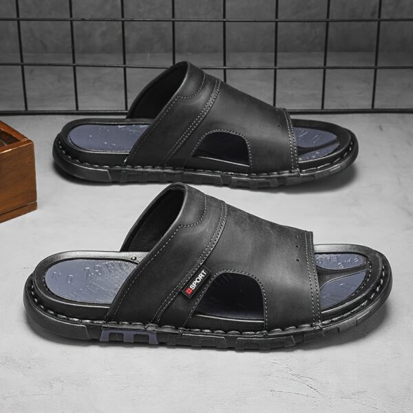 Men's Solid Color Open Toe Breathable Slippers, Comfy Non Slip Microfiber Upper Rubber Sole Walking Shoes, Men's Summer Footwear - Image 3