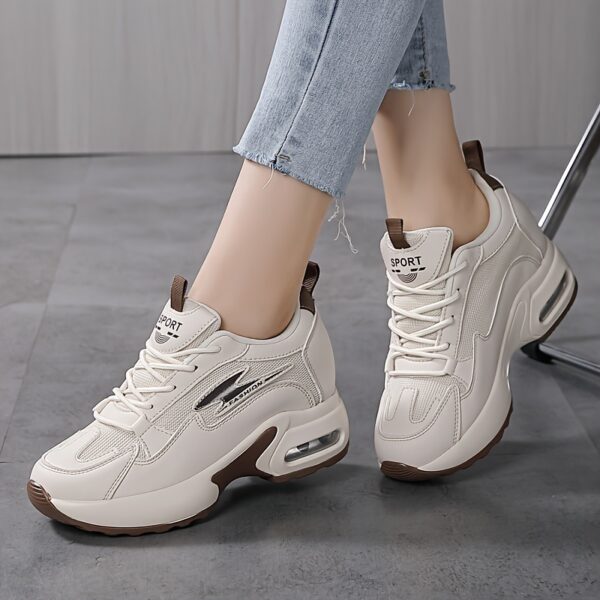 Women'S 2025 Invisible Height Increase 8cm Sneakers - Breathable Mesh & Synthetic Synthetic Faux Leather Upper, Thick Cushioned Sole, All-Season Lightweight Walking Shoes for Women, Casual Travel Sneakers (Valentine'S Day Gift), Ladies Sneakers, Stylish Athletic Footwear, Durable Comfort Footwear - Image 9