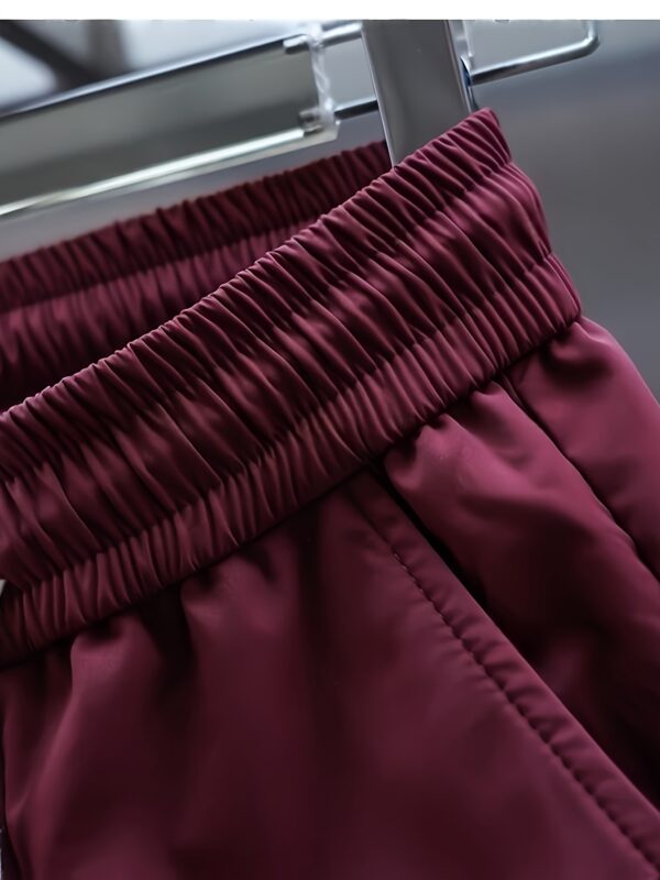 Men'S Slim-Fit Athletic Joggers with White Striped Side Panels, Elastic Waistband & Drawstring, Embroidered Lettering - Maroon & White Casual Streetwear Pants for Gym, Casual Attire, and Everyday Comfort, Jogging Pants, Gym Apparel, Sporty Style, Durable Fabric - Image 8