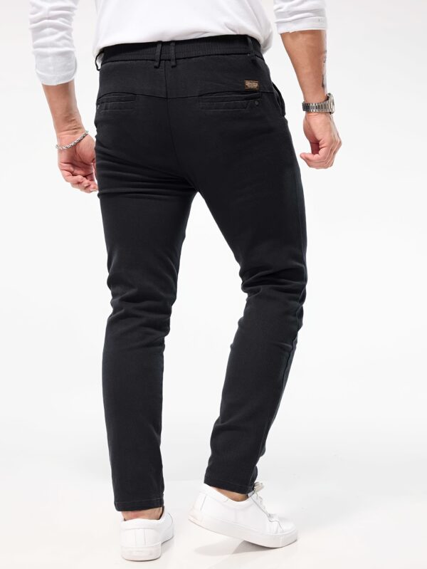 Men's Slim-Fit Stretch Casual Pants - Olive Green, Cotton Blend, Button Detail, Machine Washable, Versatile Style for All Seasons - Image 5