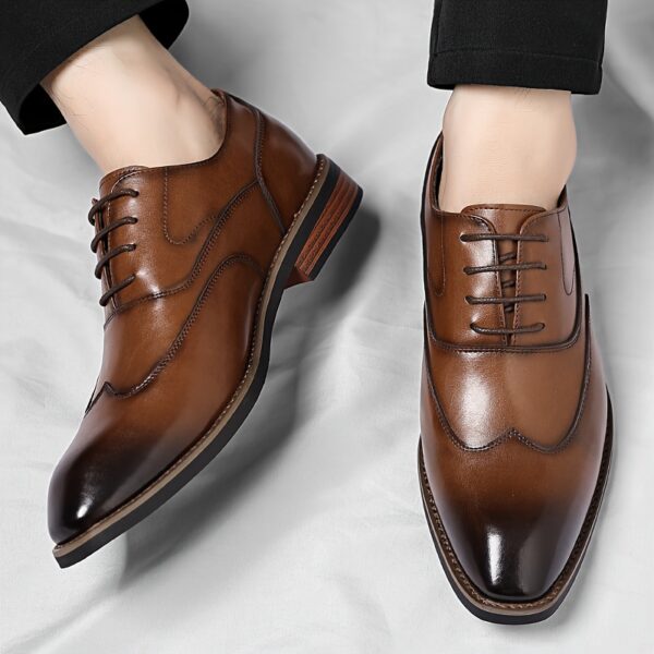 Men's Shoes Summer Formal Casual Commuter Oversized Genuine Leather Oxford Shoes British Business Casual Men's Handmade True Genuine Leather Waxed Brown Groom Wedding Shoes, One Pair per Pack Suitable for 4 Seasons and 365 Days of Use in 10 Festivals - Image 4