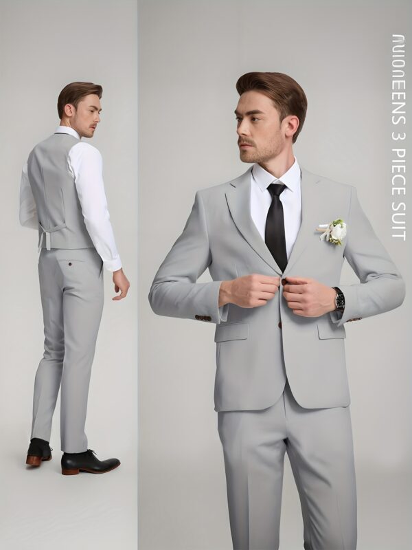 Men's Suits 3pcs Retro Linen Men Suit Beach Wedding Suit Summer Slim Fit Light Weight Linen Suit Jacket Vest Pant Tuxedo Business Prom - Image 8