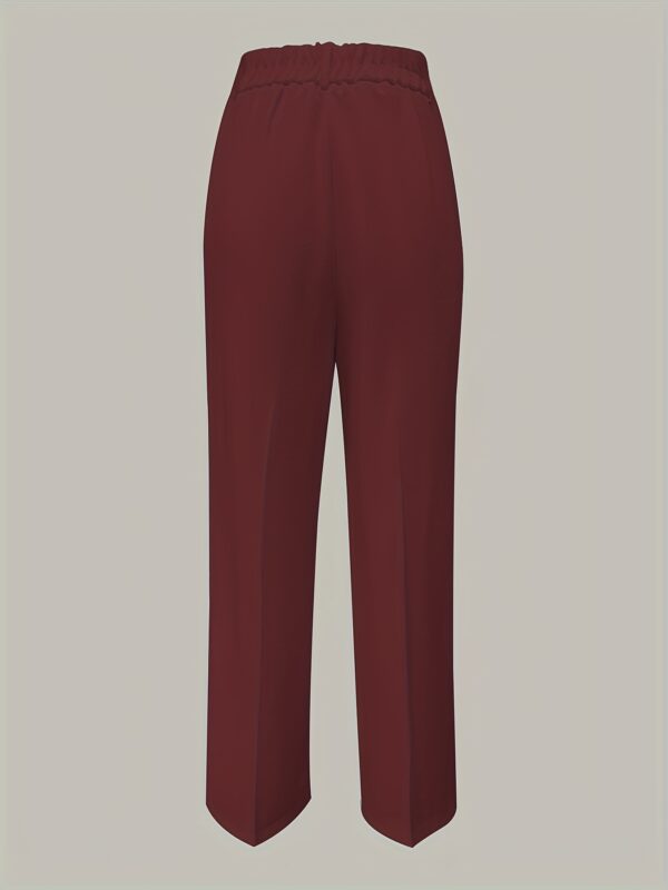 Elegant Women'S White Wide-Leg Pants - Straight Fit, Button Closure, Stylish High-Waist Trousers for Spring & Fall, Stylish Adult Clothing|Sophisticated Style|Straight Fit Pants - Image 15