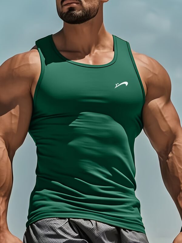 Villa Le Shui OBM Guiren Bird Summer Sleeveless Men'S Vest, Solid Color Round Neck Tank Top, Casual Sports Undershirt for Workouts. - Image 4