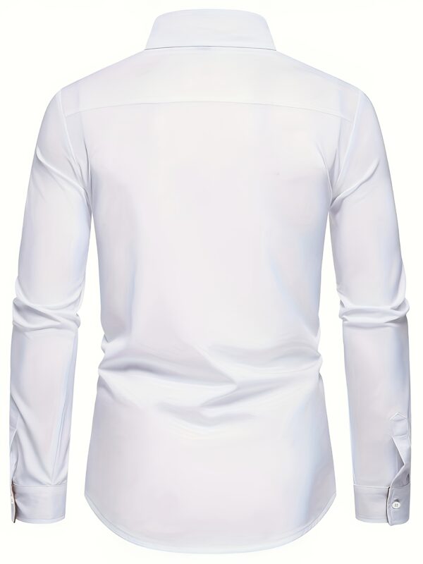 Men'S Slimming Line Long Sleeve Shirt - Stylish Solid Color with Contrast Binding, Three-Dimensional Design, Perfect for Casual Attire in Spring, Summer, and Autumn, Business Casual Shirt | Modern Casual Shirt | Durable Fabri - Image 7