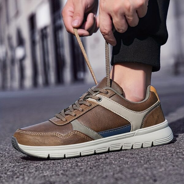 Men'S Plus Size Classic Color Block Casual Sneakers - Lightweight Low-Top Walking Shoes with MD Rubber Sole, EVA Cushion & Breathable Fabric Lining for All-Season Outdoor, Streetwear & Daily Wear, Outdoor Sneakers, Stylish Contrast Design, Comfortable Fit Shoes - Image 7
