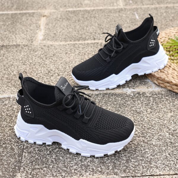 SIGUJK Women's Breathable Knit Sneakers - Lightweight Casual Walking Shoes with Cushioned PU Sole, White Low-Top Lace-Up Design for All-Season Outdoor Comfort, Shoes Sneakers, Sleek Sporty Design, Microfiber Construction, Everyday Footwear, Durable Footwear, Daily Commuters - Image 16