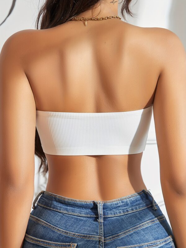 2pcs European Style Minimalist Wavy Edge Cutout Front Buckle Sexy Comfort Soft Cup Camisole with Pads Non-Slip Strapless Women's Bra - Image 7