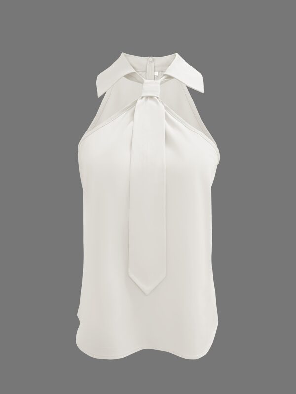Women'S Sexy Off-Shoulder Summer Blouse - Slim Fit, Beige, Hollow Detail, Tie-Front Design, Lightweight Polyester, Perfect for Casual or Stylish Outfits - Image 33