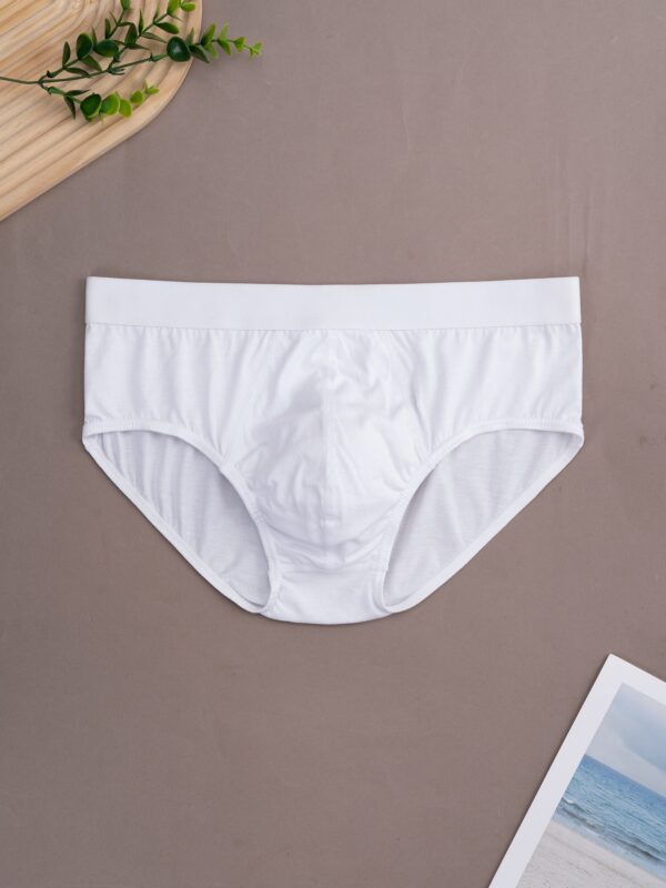 5pcs 100% Pure Cotton Briefs, Comfortable & Breathable - Moisture-Wicking High-Quality Men'S Underwear, Solid Color, Everyday Casual Wear - Image 2