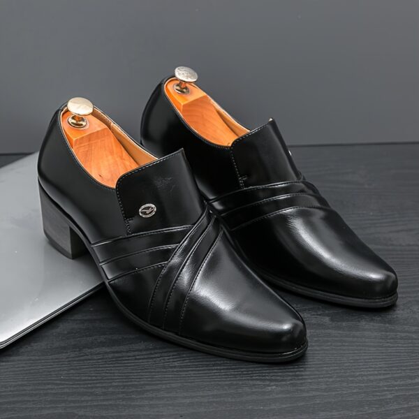 Men'S Formal Dress Shoes, Solid Color Low Top Pointed Toe, All-Season Slip-On Outdoor Footwear, Upper & Lining, Rubber Sole, Wedding Banquet Party Shoes - Image 7