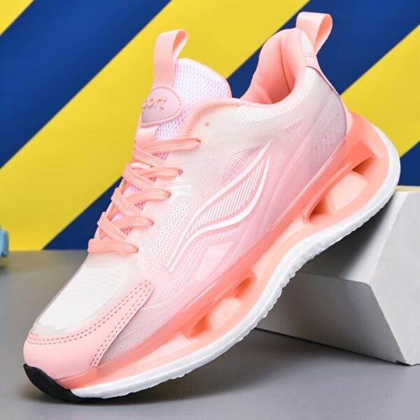 Women's Breathable Mesh Sneakers - Stylish Pink & White Running Shoes with Non-Slip EVA Sole, Comfortable Fabric Lining, and Secure Lace-Up Design for Casual or Athletic Wear, Allseason Shoes | Laceup Sneakers | Comfortable Lining - Image 7