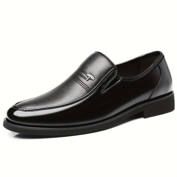 Genuine Leather Men's Breathable Business Formal Casual Shoes, Slip-Resistant Durable Large Size Slip-On Pointed Toe British Groom Wedding Shoes - Image 2