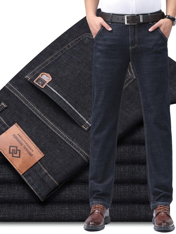 Men'S Slim-Fit Stretch Denim Jeans - Mid-Rise Straight-Leg Casual Pants with Button Closure, Comfortable All-Season Wear for Casual Attire, Versatile Clothing | Sleek Design | Comfortable Fit - Image 3