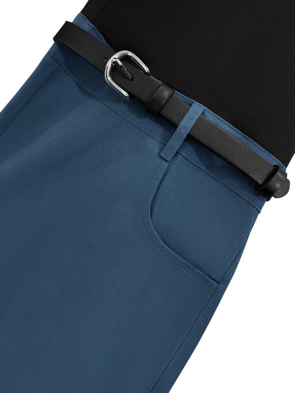 Women'S High-Waist Color Block Flare Pants - Sexy Black & Blue Wide-Leg Trousers with Adjustable Waist Straps, Pockets, and Button Details for Casual or Formal Outfits, High Waisted Pants, Formal Attire, Stylish Waistband, Durable Fabric - Image 20