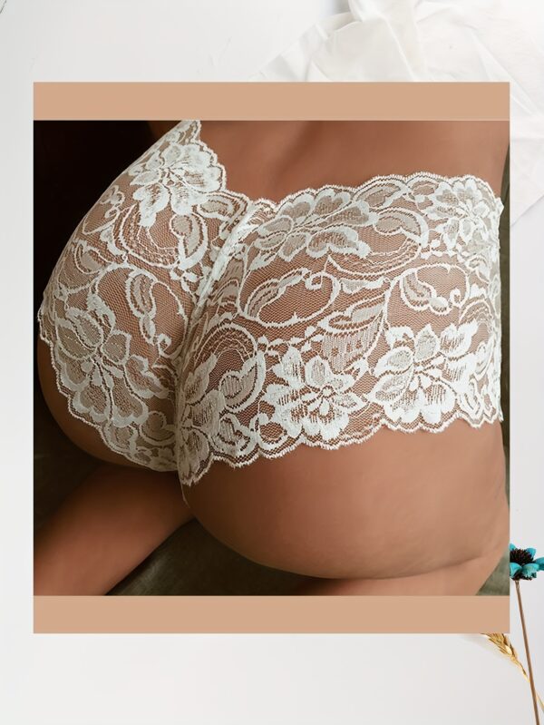 5pcs Sexy Lace Thong Underwear Set - Black & White, Floral Pattern, Mid-Rise, Comfortable & Supportive, Adult Women'S Fashion Briefs, Fashionable Underwear | Floral Lace Design | Comfortable Support, Lace Underwear - Image 6