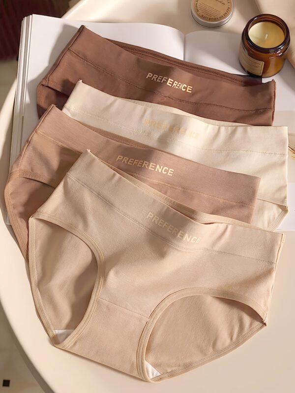 4-Pack Women's Cotton Briefs - Soft Stretch Underwear with 95% Cotton & 5% Spandex, Minimalist Solid Color Panties (Beige/Beige/Beige/Brown) - Breathable Everyday Comfort for Casual & Wear