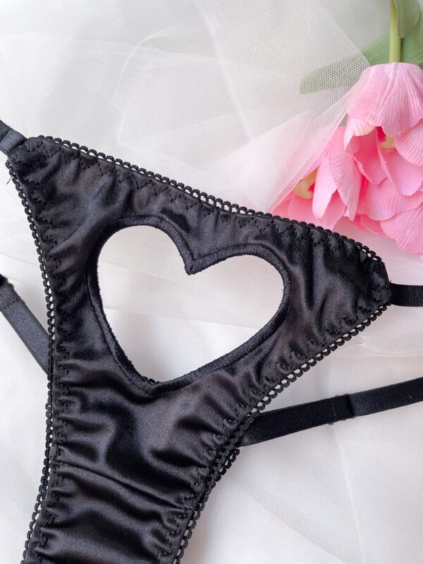 Solid Color Hollow Heart Romantic Adjustable Triangle Panties, Sexy Thong - Image 6