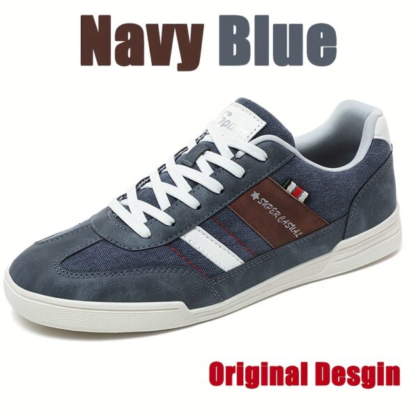 Men'S Plus Size Fashionable Breathable Canvas Sneakers with Contrast Color Design, Skateboarding Sneakers, Low-Top Lace-Up Lightweight Comfortable Casual Shoes for Outdoor Walking, Jogging, Traveling, Street Style, All-Season Activities - Image 5
