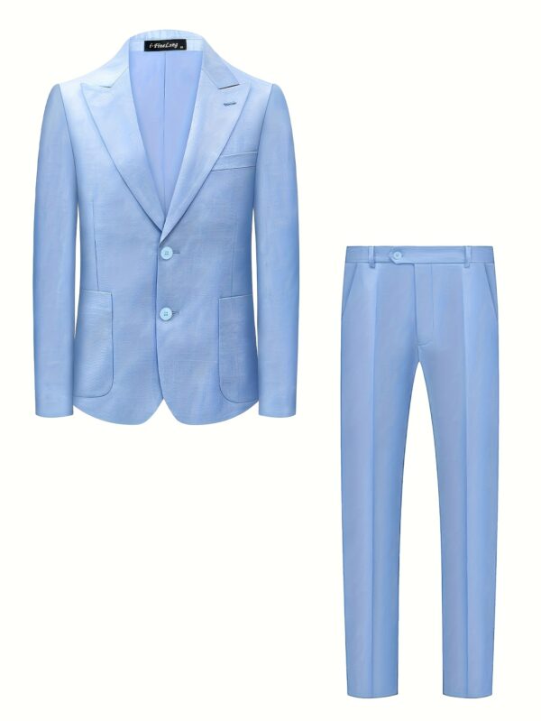 Men's Spring/Summer Wedding Suit Set with Notch Lapel Jacket and Pants - Image 3