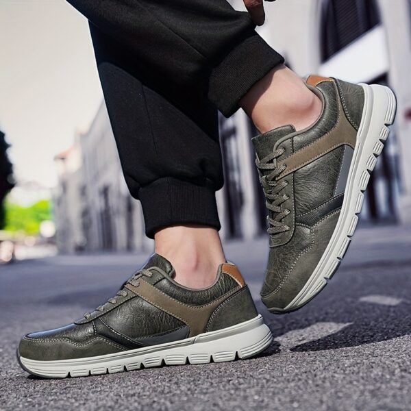 Men'S Plus Size Classic Color Block Casual Sneakers - Lightweight Low-Top Walking Shoes with MD Rubber Sole, EVA Cushion & Breathable Fabric Lining for All-Season Outdoor, Streetwear & Daily Wear, Outdoor Sneakers, Stylish Contrast Design, Comfortable Fit Shoes - Image 11