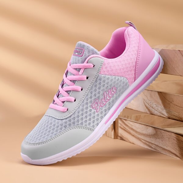 Women's Lightweight Breathable Casual Sneakers - All-Season Lace-Up Hiking & Walking Shoes with EVA Cushioned Sole, Round Toe Design & Purple Accents for Outdoor, Daily Wear (Grey/Purple), Hiking Shoes, Outdoor Walking Shoes, Stylish Hiking Shoes, Fabric Upper Shoes