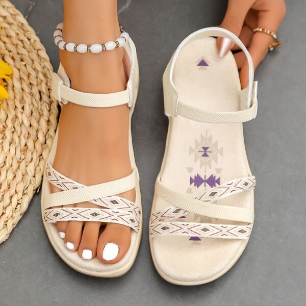 Women's Summer Breathable Lightweight Adjustable Straps Open-Toe Sandals with Soft TPR Sole & Ankle Bracelet - Casual Sporty Beach Shoes for Walking, Errands, Outings, Summer Footwear, Decorative Braided Detail, Cushioned Comfort Insole - Image 17