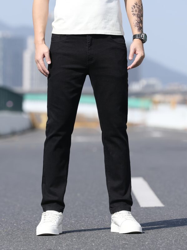 2025 New Men's Slim Fit Stretch Denim Jeans - Mid-Stretch Water-Washed Black Casual Pants with Built-In Zipper, All-Season Comfort & Hand Wash Care, Casual Wear Jeans | Slim Fit Jeans | Durable Fabric